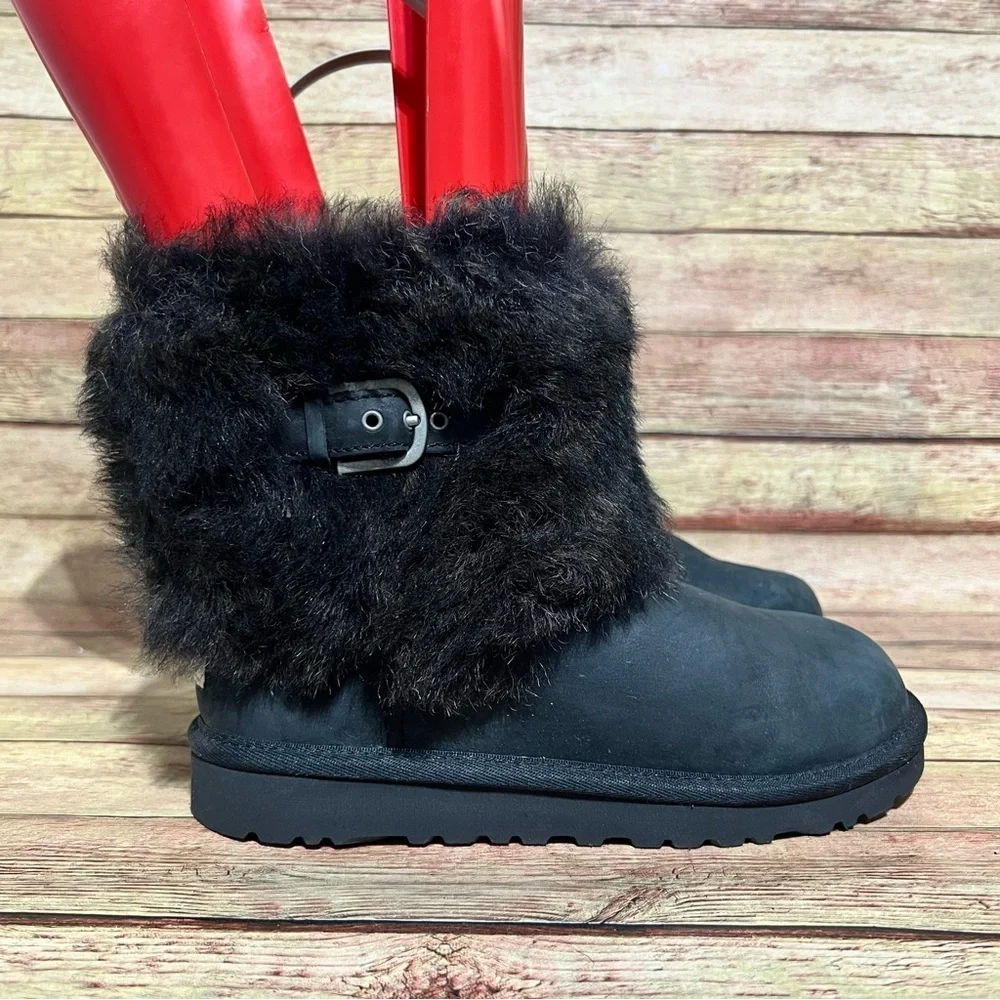 Ugg Black Leather Ellee Winter Boots